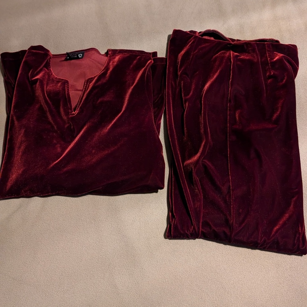 New York & Company Burgundy Velvet Set Perfect for the holidays!